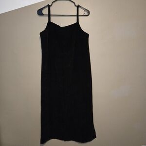 Vintage 1990s Harvé Benard Black Corduroy Slip Dress | Bernard Holtzman Tie Back